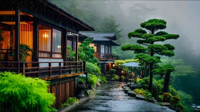 雨天云雾山庄别墅