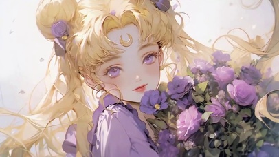 捧花美少女插画