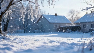 冬季下雪天户外白雪皑皑唯美景色
