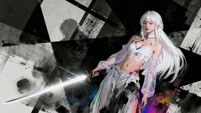 银华剑姬的水墨炫境剑影彩裳少女