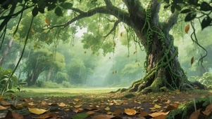 绿色护眼雨天森林