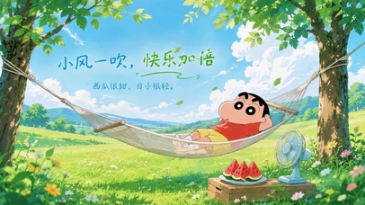 蜡笔小新夏日休闲治愈壁纸