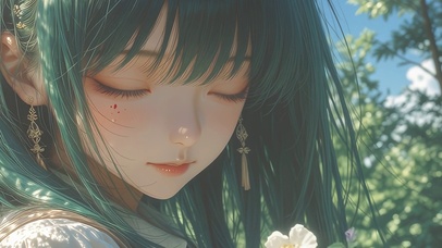 治愈鲜花美女高清4k