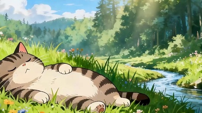 睡着猫咪带鱼屏