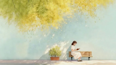 树下看书的女孩