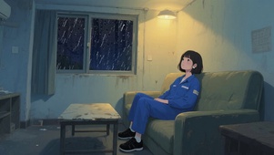 【雨景】夜晚出租屋休息的打工人