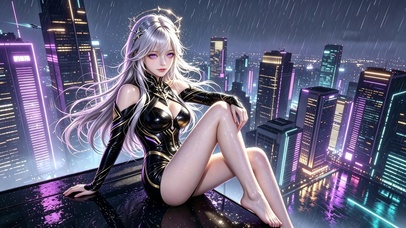 赛博雨夜少女