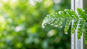 雨后清新绿叶水珠