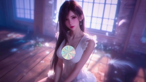 窗户边美女