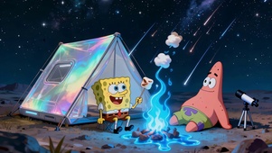 星空露营海绵宝宝派大星