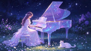 夜晚钢琴少女