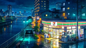 江景路边便利店