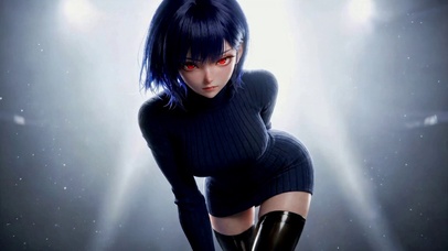 冷艳蓝发少女