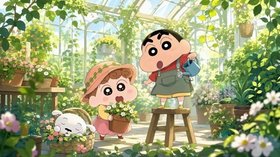 蜡笔小新花房闲时