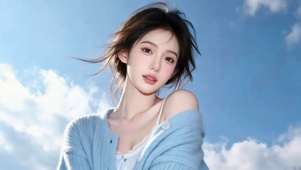 清纯蓝天下女孩