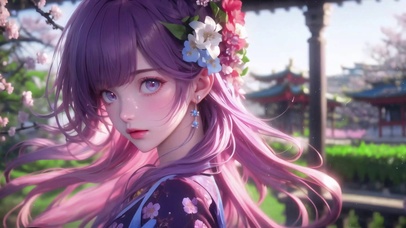 清纯可爱粉长发古风美女