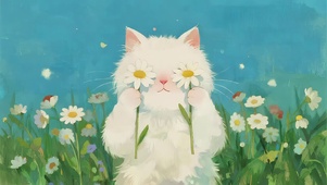 可爱鲜花猫咪