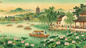 古风江南荷塘