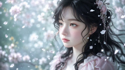 漫舞飞花遇美女