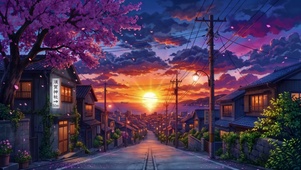 临海坡道黄昏