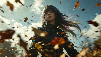 赛博少女踏过漫天枫落