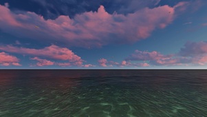 夕阳平静海滩