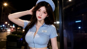 夜景街头制服清纯女神