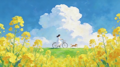 春天郊游的女孩