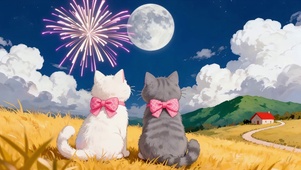 双喵满月烟火