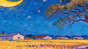 夜景秋季星空树木带鱼屏