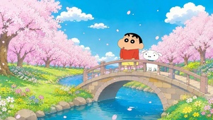 春日樱花下的蜡笔小新