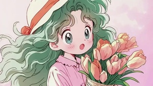 郁金香动漫插画少女