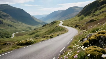 清新绿色盘山公路