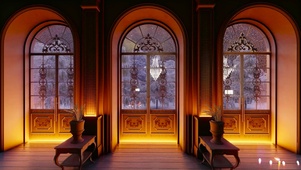 冬日雪天温暖小屋