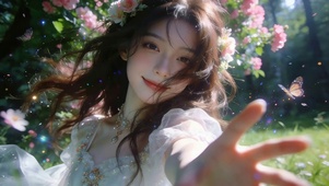 暖阳鲜花女孩