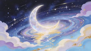星河漫浪水晶弯月枕云眠