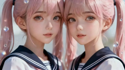 气质粉发JK少女