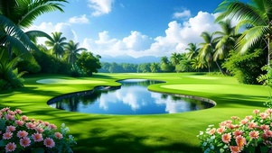 绿色清新山水花草