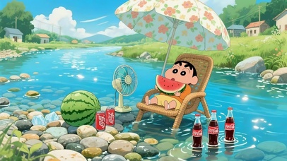 夏日清凉感吃瓜小新