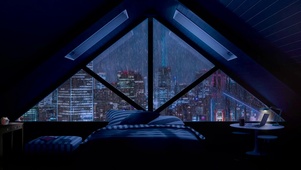 阁楼房间夜雨