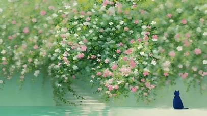 赏花的猫咪