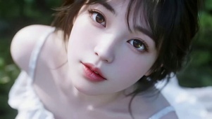 甜美美女对着镜头微笑