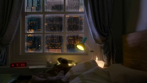 夜晚卧室房间雨