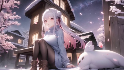 冬日夜晚樱少女