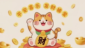 可爱的发财猫平安喜乐发财被爱