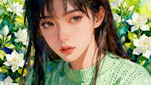 花丛中女孩