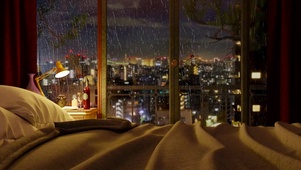 安静的卧室玻璃雨