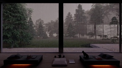 舒适雨中森林小屋