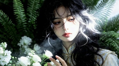 白花与黑发少女