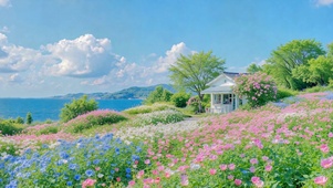 临海浪漫花海治愈美景